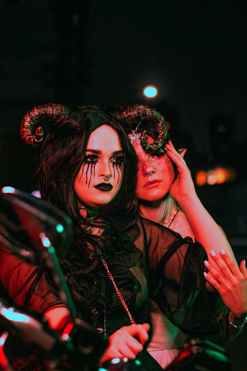 couple dressed as angel and demon